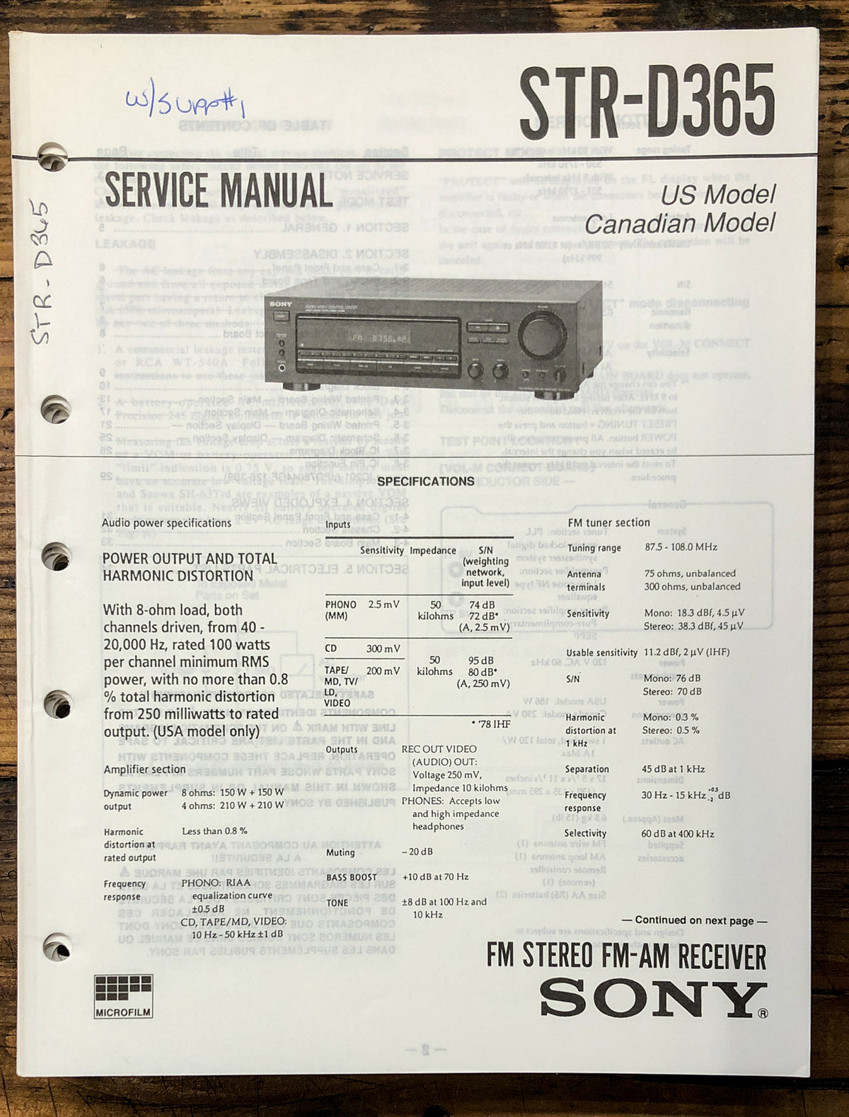 Sony STR-D365 Receiver  Service Manual *Original*