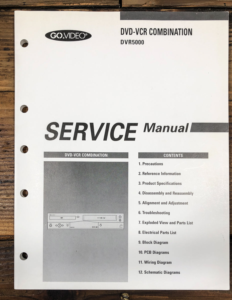 GO Video DVR5000 DVD VCR Combo Service Manual *Original*