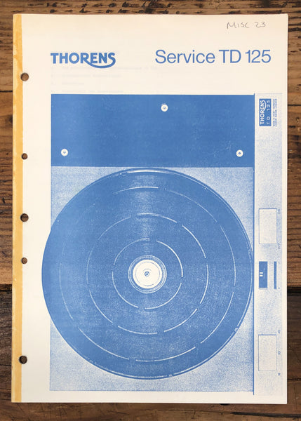 Thorens TD-125 TD125 Record Player / Turntable  Service Manual *Original*