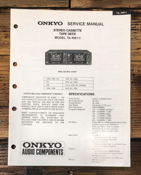 Onkyo TA-RW11 Cassette  Service Manual *Original*