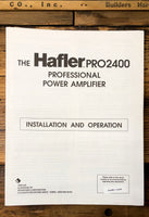 Hafler PRO2400 Amplifier  Owner / User Manual *Original*