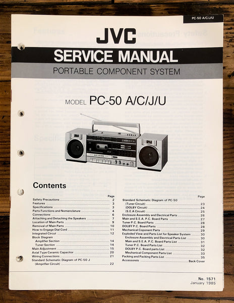 JVC PC-50 Stereo / Boombox  Service Manual *Original*