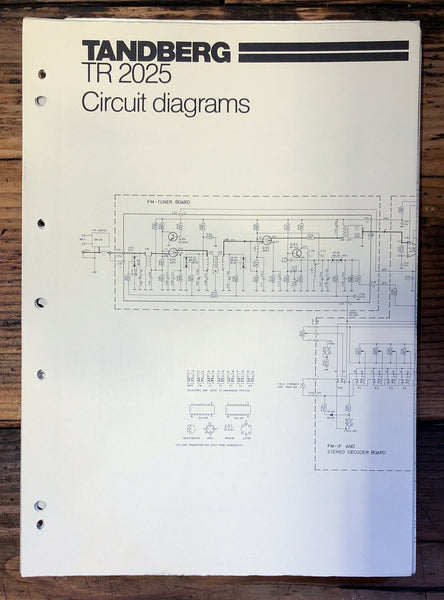Tandberg TR-2025 TR2025 Receiver  Fold Out Schematic *Original*