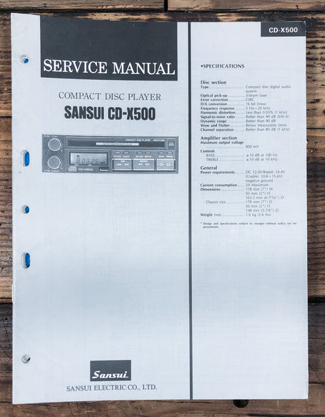 Sansui CD-X500 CD Player  Service Manual *Original*