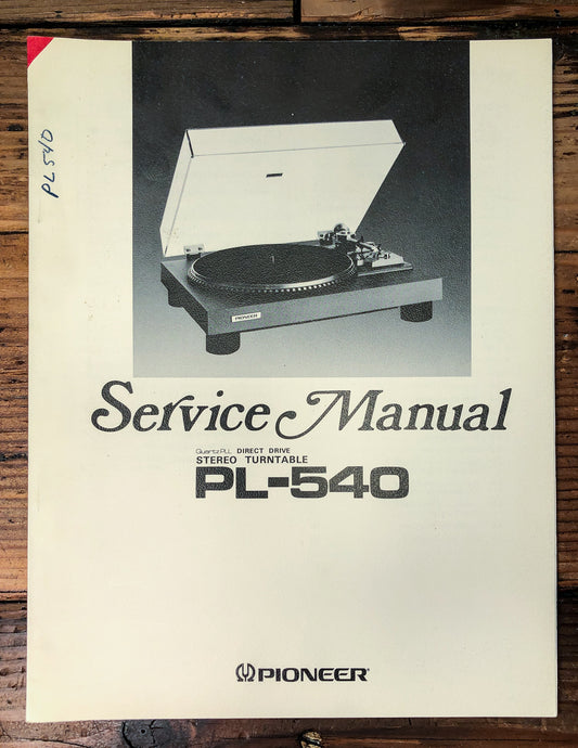 Pioneer PL-540 Turntable Service Manual *Original*
