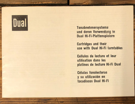 Dual Cartridges & Their Use W/ Turntables   Owner / User Manual *Original*