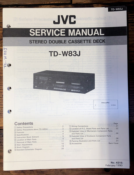 JVC TD-W83 TD-W83J   Service Manual *Original*
