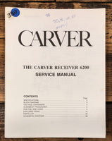 Carver Model 6200 Receiver  Service Manual *Original*