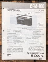 Sony CFM-100 Radio Cassette  Service Manual *Original*