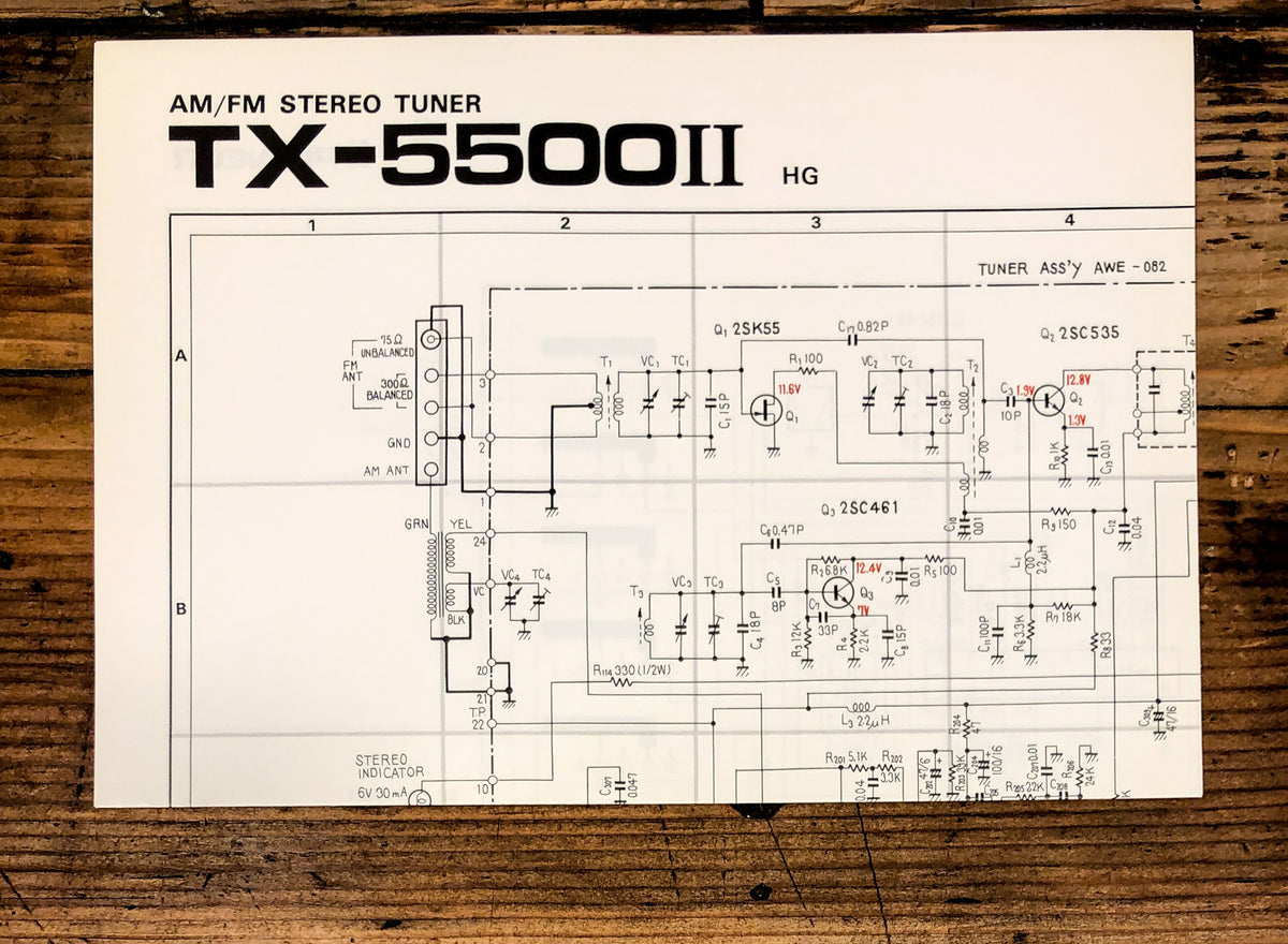 Pioneer TX-5500 MK 2 II HG Tuner Large Fold Out Schematic *Original*