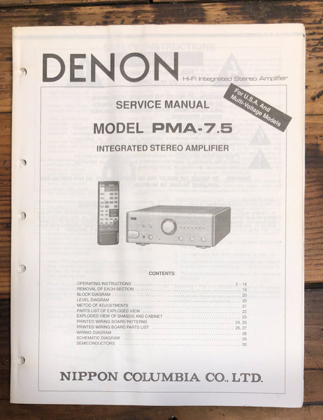 Denon PMA-7.5 Amplifier  Service Manual *Original*