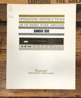 Sansui Model 350 Receiver Owners / User Manual *Original*
