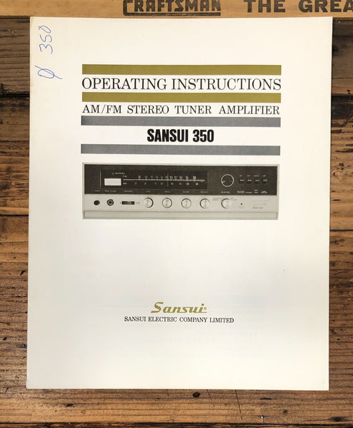 Sansui Model 350 Receiver Owners / User Manual *Original*