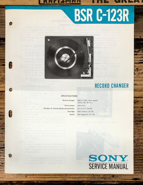 Sony C-123R Record Player / Turntable  Service Manual *Original*
