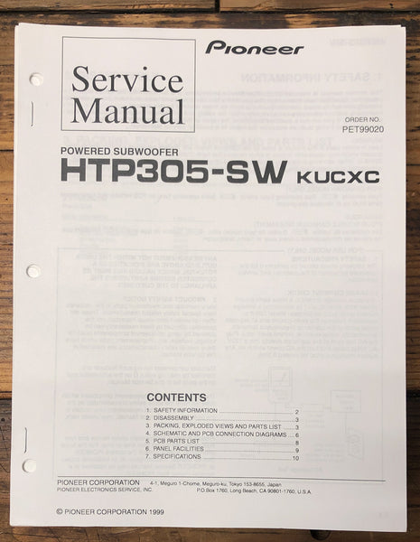 Pioneer HTP-305SW HTP-305 SW Subwoofer  Service Manual *Original*