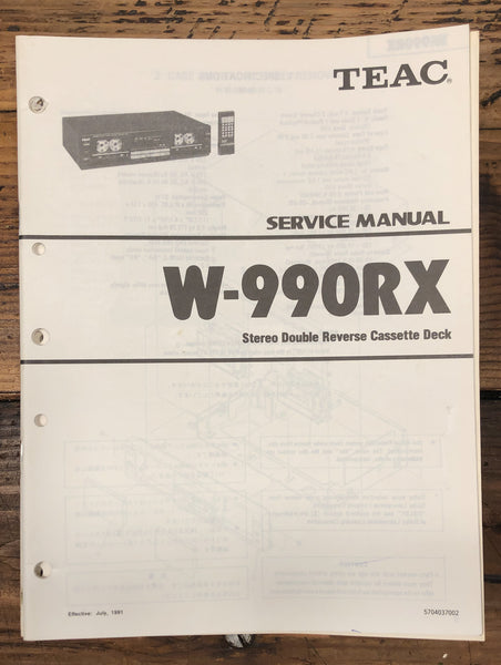 Teac W-990RX Cassette Service Manual *Original*