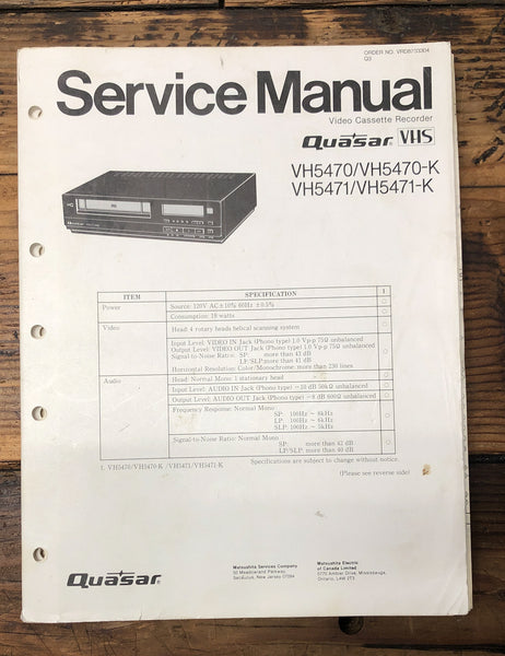 Quasar VH5470 VH5471 -K VCR  Service Manual *Original*