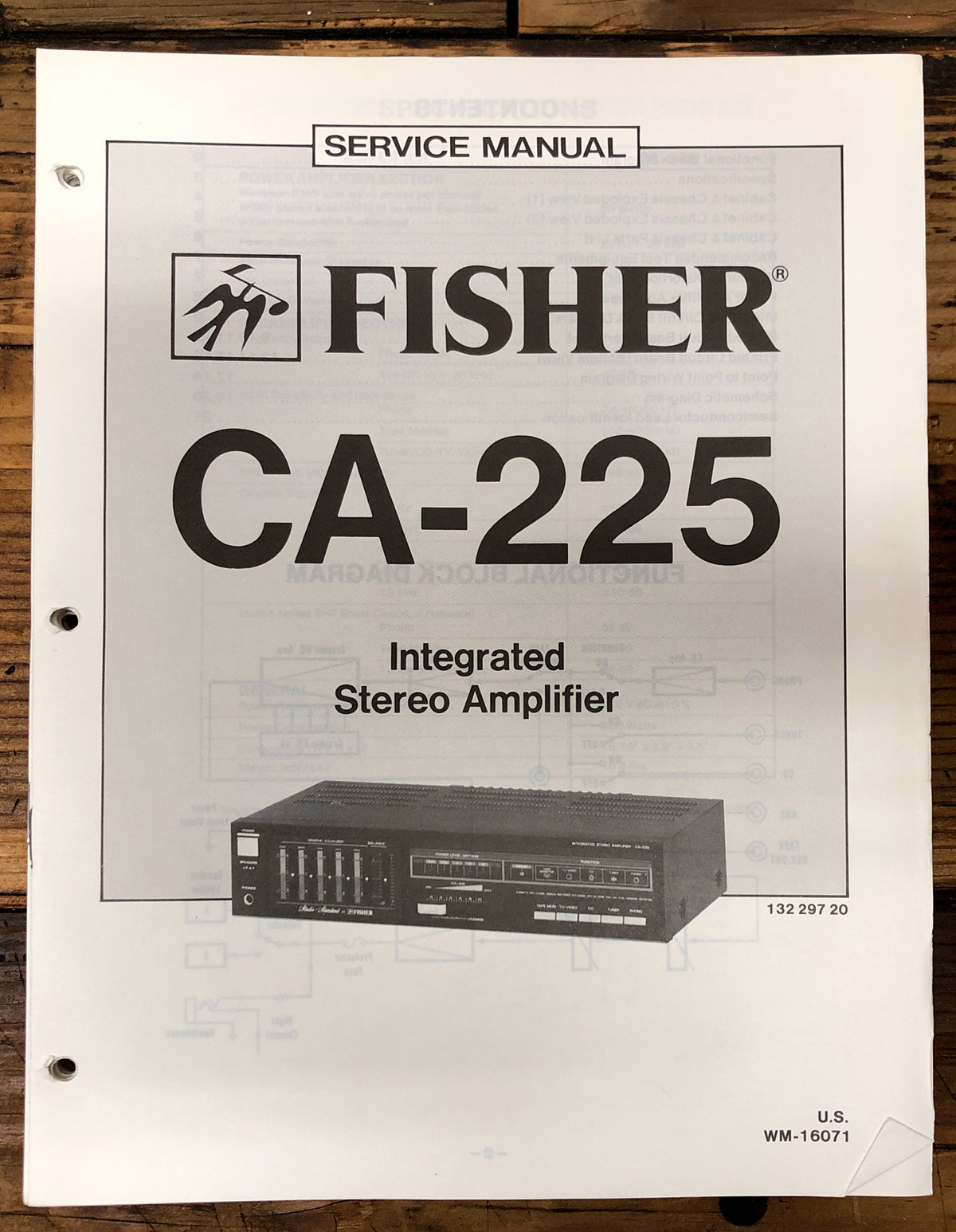 Fisher CA-225 Amplifier  Service Manual *Original*