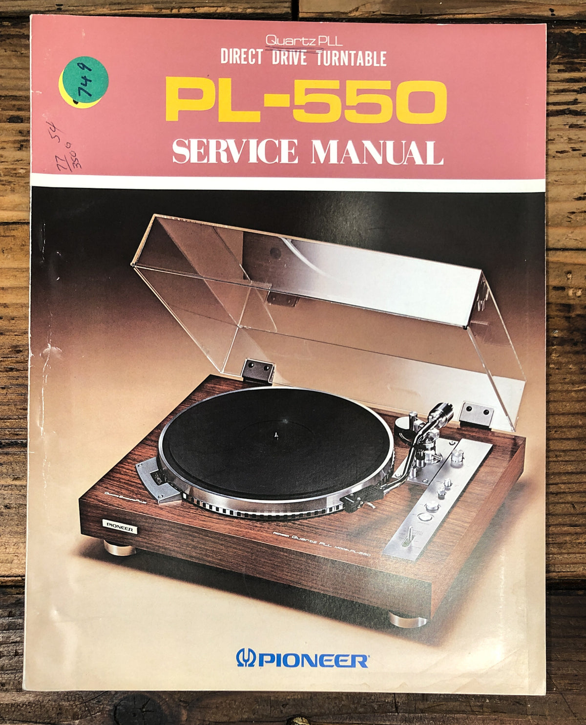Pioneer PL-550 Record Player / Turntable Service Manual *Original*