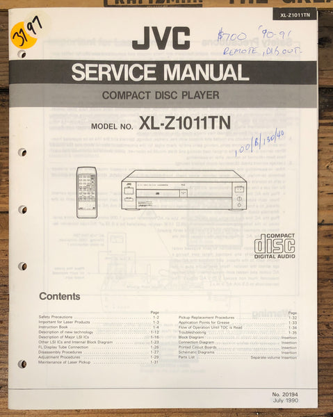 JVC XL-Z1011 -Z1011TN CD Player Service Manual *Original*