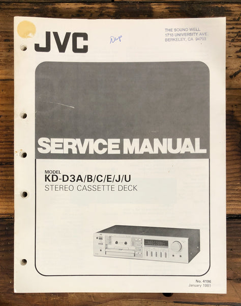 JVC KD-D3 Cassette  Service Manual *Original*