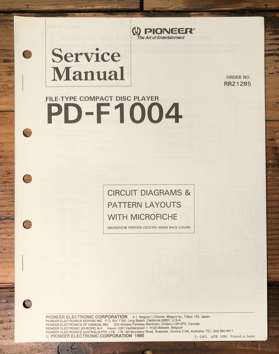 Pioneer PD-F1004 File-Type CD Player Service Manual *Original*