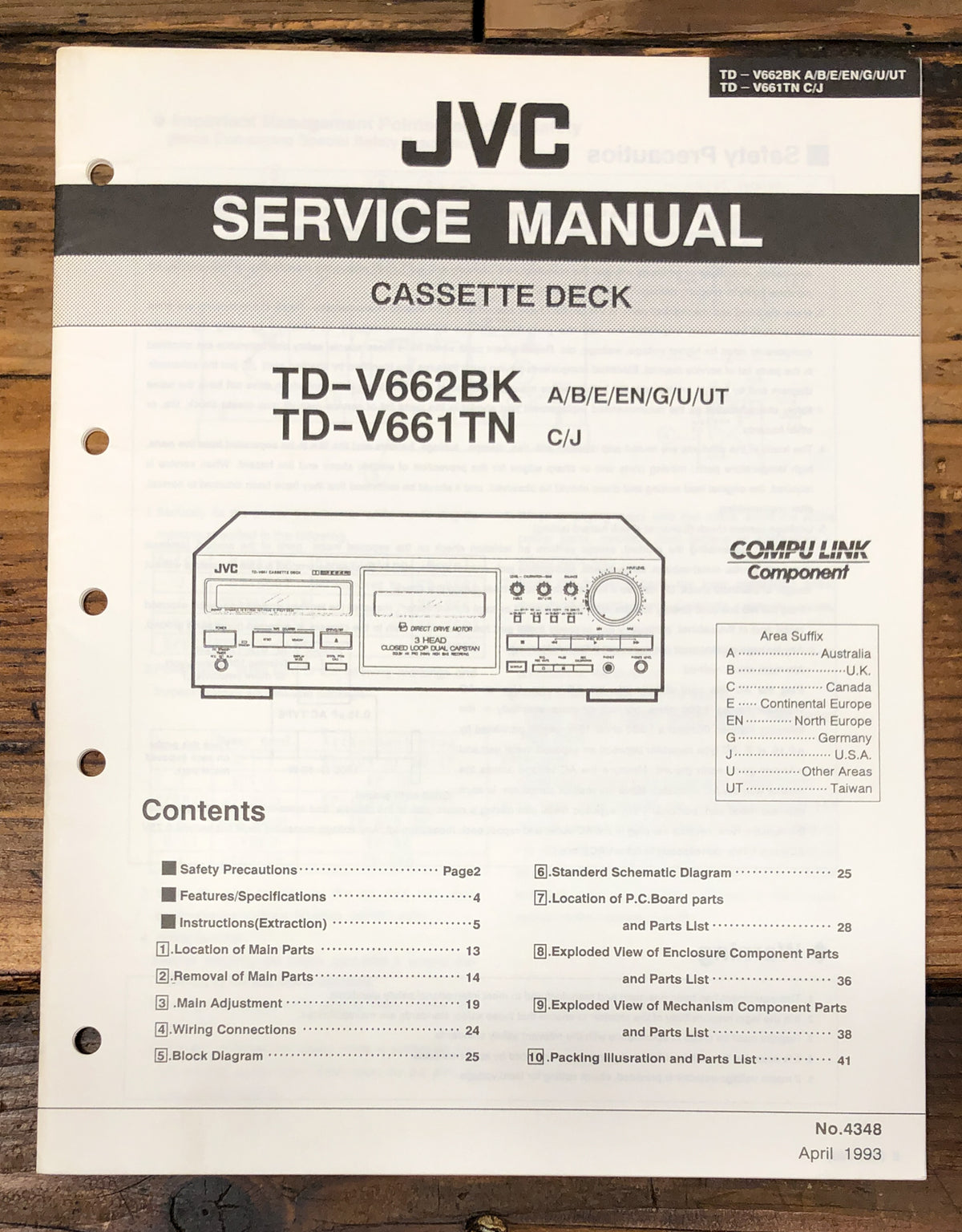 JVC TD-V662 TD-V661 Cassette Service Manual *Original*