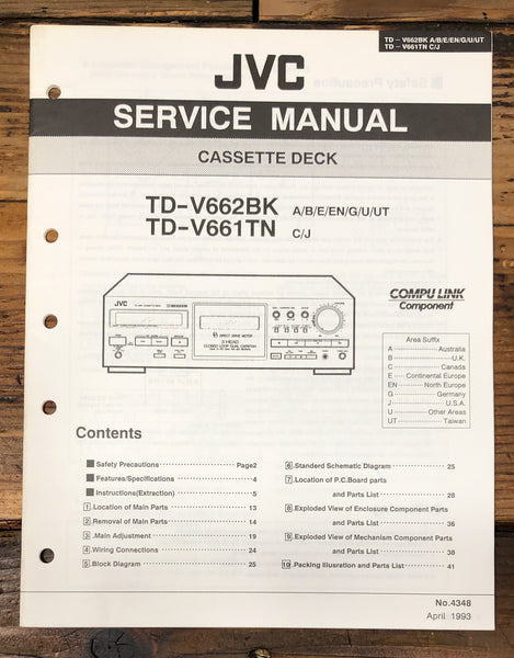 JVC TD-V662 TD-V661 Cassette Service Manual *Original*
