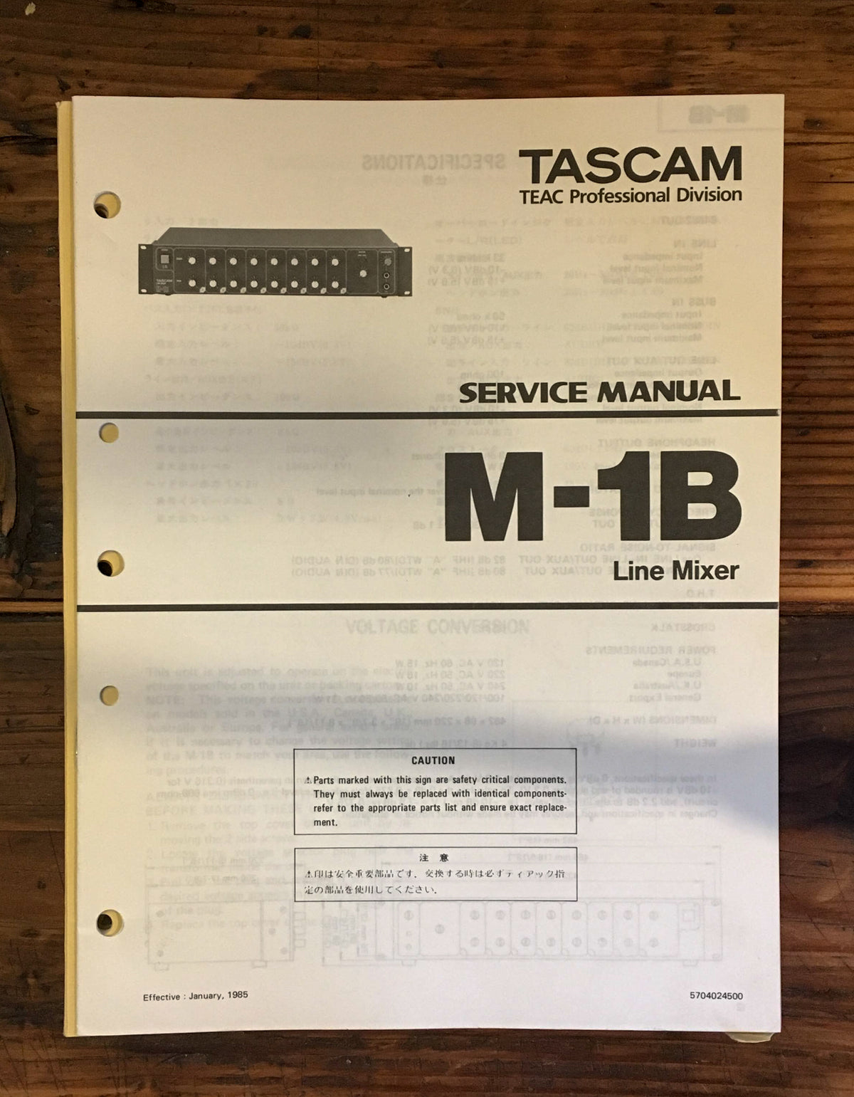 Teac / Tascam M-1B Line Mixer Service Manual *Original*