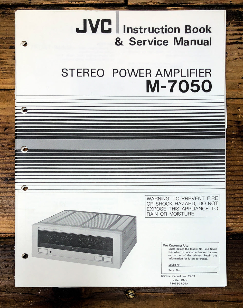 JVC M-7050 Amplifier User & Service Manual *Original*