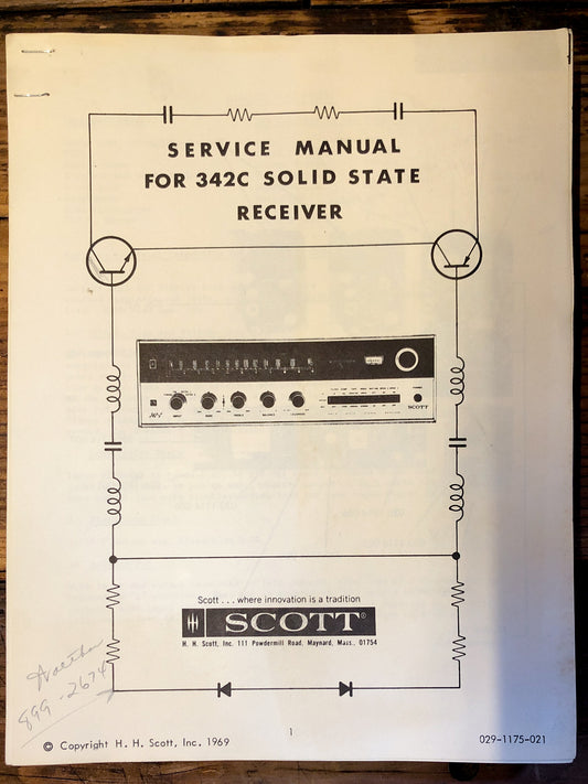 Scott Model 342C Receiver  Service Manual *Original*