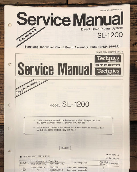 Technics / Panasonic SL-1200 Turntable Supp. Service Manual *Original*