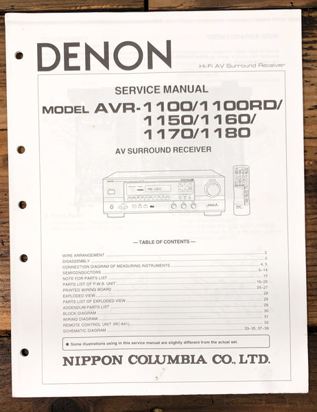 Denon AVR-1100 AVR-1150 AVR-1170 -1180 -1160 Receiver Service Manual *Orig*