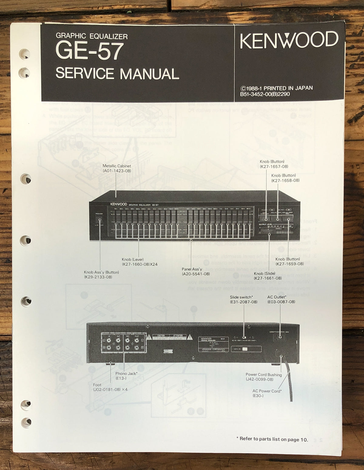 Kenwood GE-57 Graphic Equalizer  Service Manual *Original*