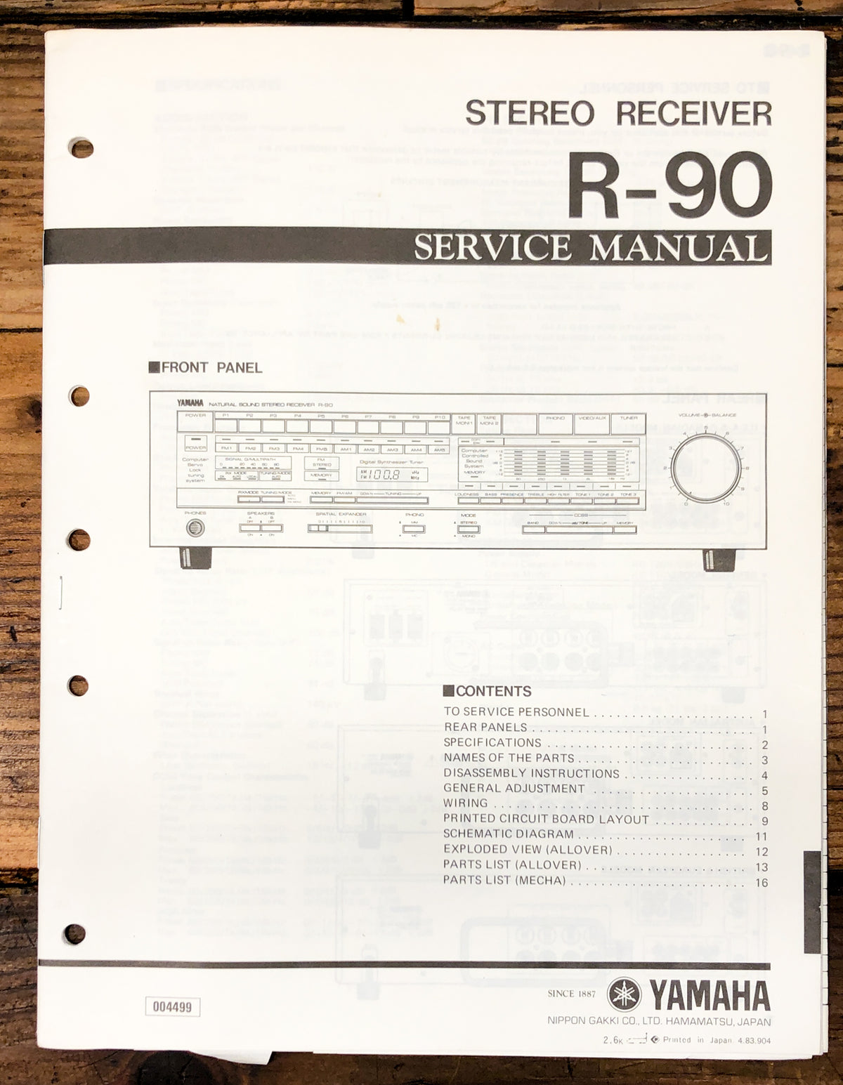 Yamaha R-90 Receiver  Service Manual *Original*