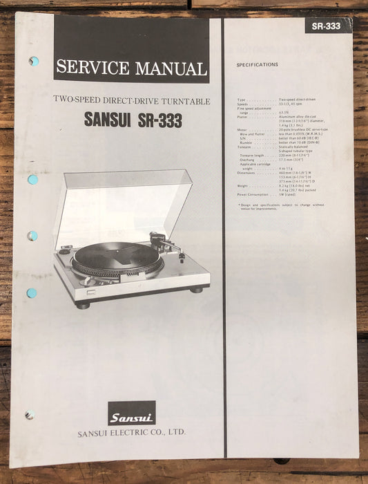 Sansui SR-333 Record Player / Turntable  Service Manual *Original*