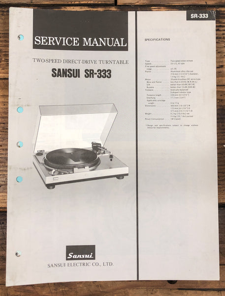 Sansui SR-333 Record Player / Turntable  Service Manual *Original*