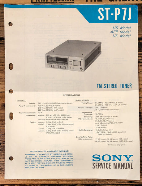 Sony ST-P7J Tuner  Service Manual *Original*