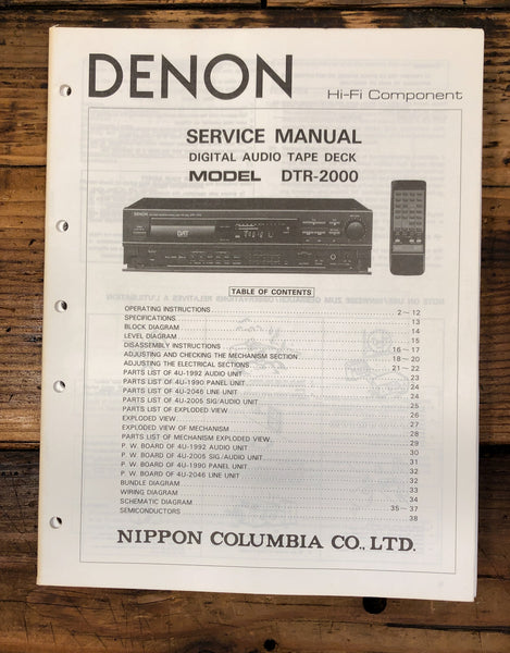 Denon DTR-2000 Dat Player  Service Manual *Original*