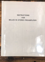 Belles Model 55 Amplifier  Owner / User Manual *Original*