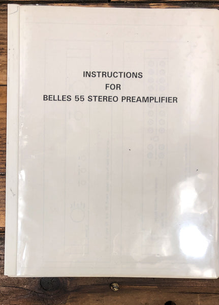 Belles Model 55 Amplifier  Owner / User Manual *Original*