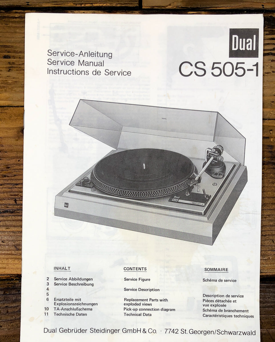 Dual CS 505-1  Service Manual *Original*