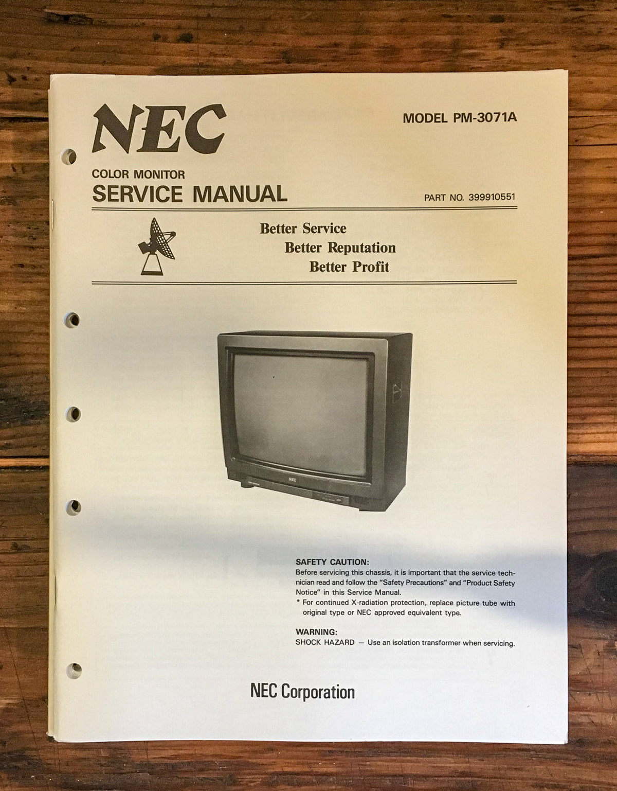NEC PM-3071A Monitor Service Manual *Original*