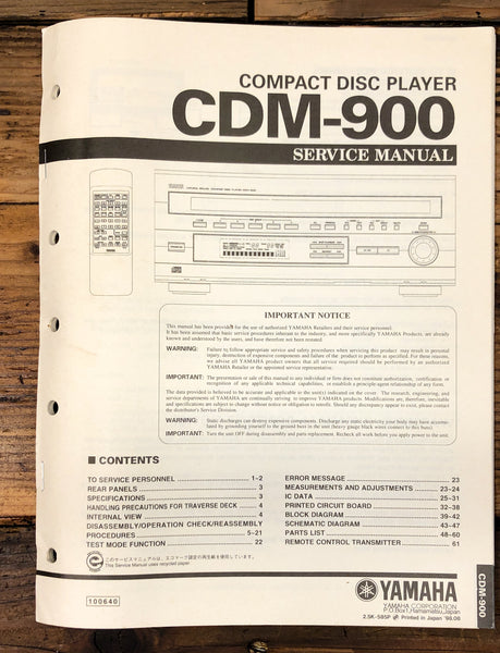 Yamaha CDM-900 CD Player  Service Manual *Original*