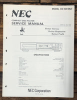 NEC CD-520 CD Player  Service Manual *Original*