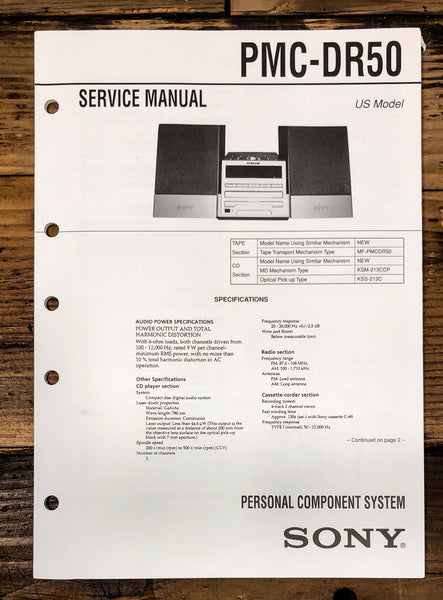 Sony PMC-DR50 Stereo Service Manual *Original*
