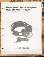 Yamaha HP-1000 YH-1000 Headphones  Service Manual *Original*