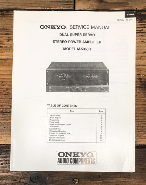 Onkyo M-5060R Amplifier Service Manual *Original*