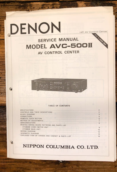 Denon AVC-500 II / 2  AV Control Center  Service Manual *Original*