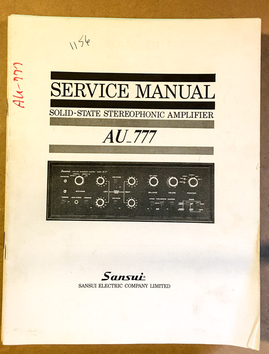 Sansui AU-777 Amplifier Service Manual *Original*